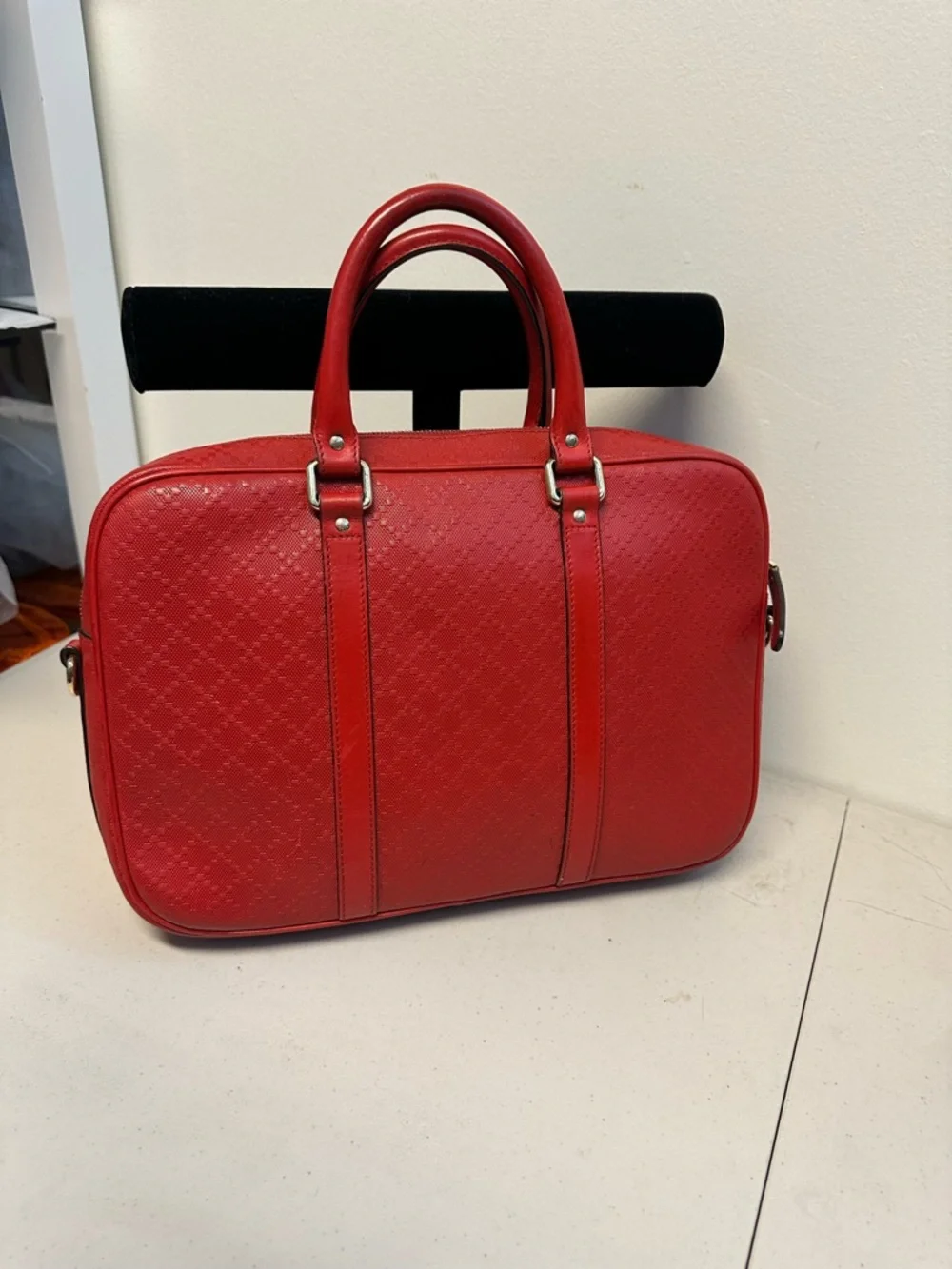 Gucci Red Leather Laptop Bag